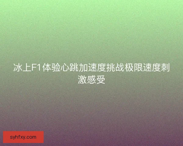 冰上F1体验心跳加速度挑战极限速度刺激感受
